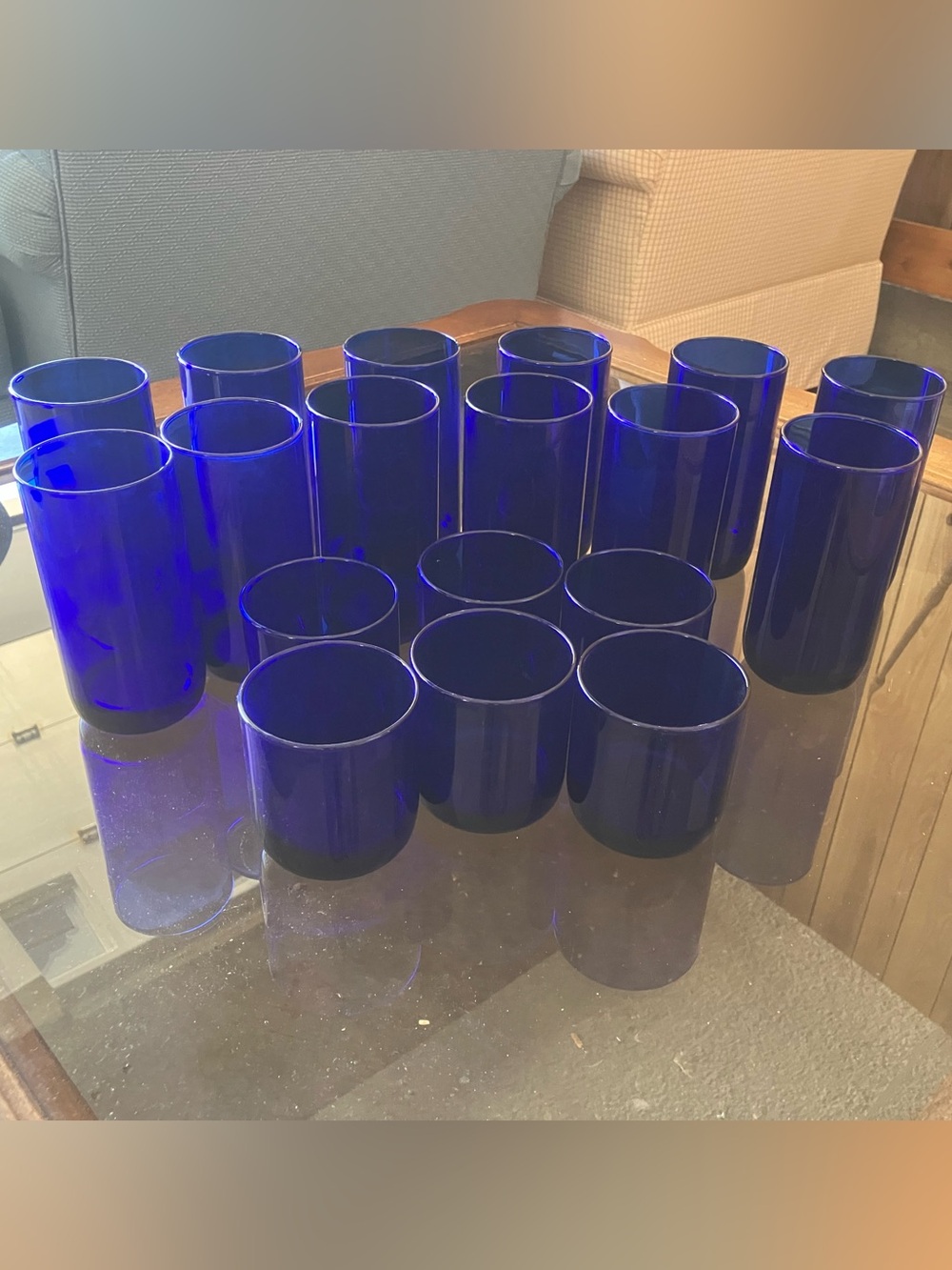 Vintage Libbey Metropolitan Cobalt Blue Glass Tumbler Set (12 - 16 oz, 6 - 8 oz) - Picture 2 of 6